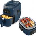 Dash Flip & Fry Digital 2-in-1 Grill & Air Fryer - Indoor Grill & Electric Fryer - Features AirCrisp Technology & Nonstick Surface - dishwasher safe Parts - Forged Iron (7 Qt., Navy)
