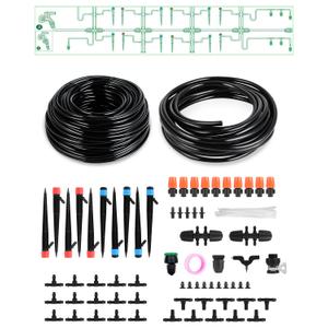Drip Irrigation System for Watering Garden: 50FT Hydroponic Misting Device Kit with Tubing Hose Adjustable Nozzle for Potted Plants Outdoor Indoor Greenhouse Raised Beds Hydroponic