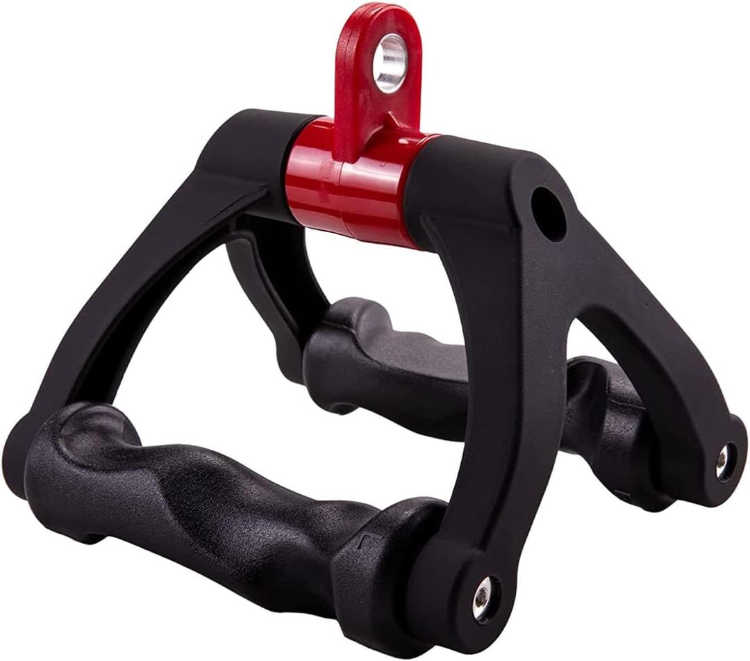 HXD-ERGO Double D Handle for Cable Machine - Ergonomic Row Handle Cable Attachment - Triangle V Bar Grip LAT PullDown Attachments for Home Gym (Black)