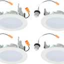 HALO HLBT 4 Pack 4 in LED Recessed Lights Slim Trim Retrofit Selectable Color Temperature 2700K, 3000K, 3500K, 4000K, 5000K Dimmable Indoor Outdoor Wet Location HLBT407FS5-4pk