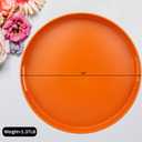 Round Orange Decorative Serving Tray with Handles, 13 Versatile Ottoman Tray for Coffee Table, Entertaining, Outdoor Patio, Living Room