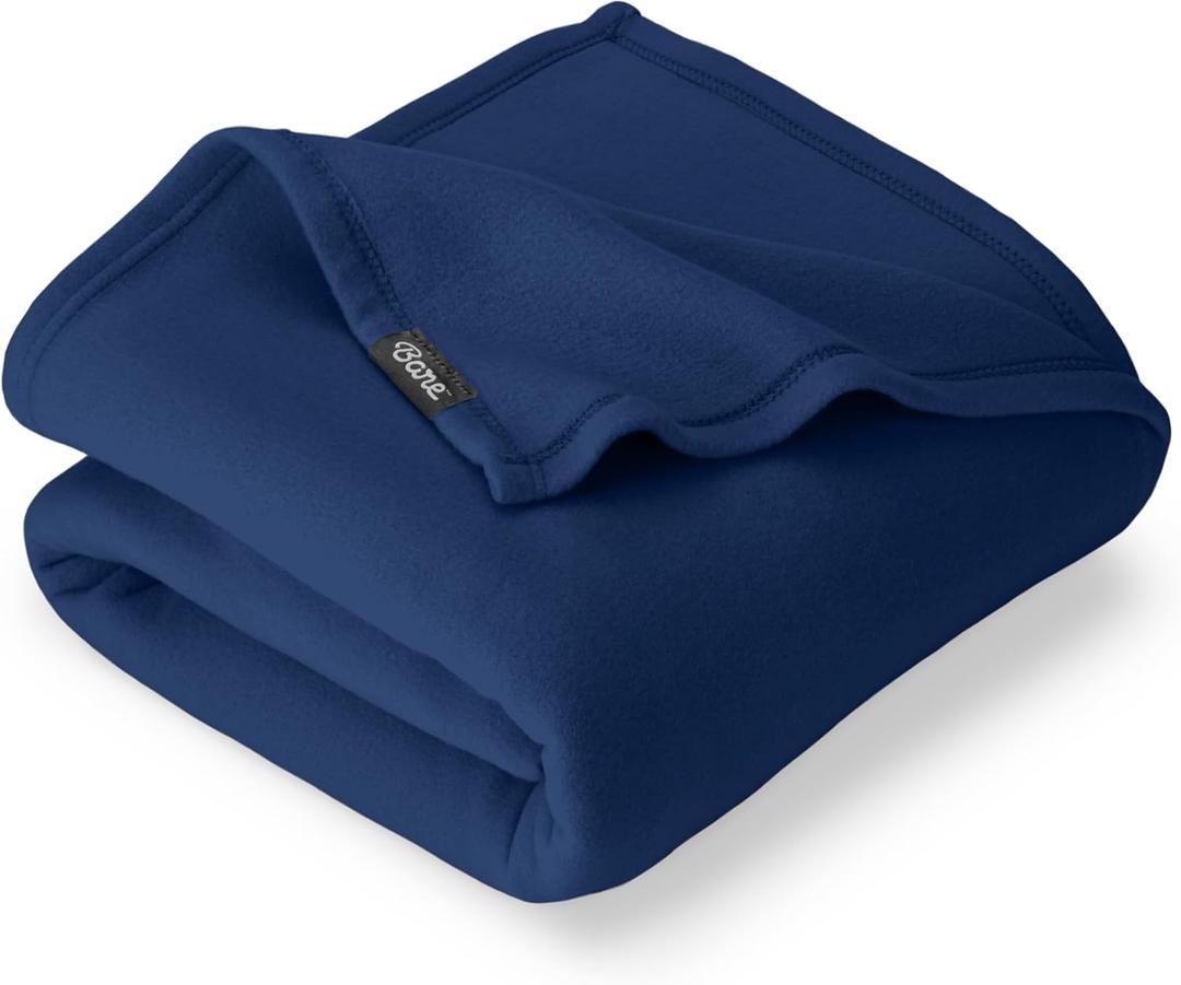 Bare Home Polar Fleece Blanket - Throw - Dark Blue - Warm & Cozy - Premium Fleece for Bed, Sofa, Camping, Travel and Cold Nights - Lightweight Blanket (Throw, Dark Blue)