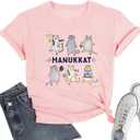 Hanukkah Shirt Women Bow Menorah Candles Hanukkah T-Shirt Jewish Menorah Chanukah Tee Tops (Pink, XL)