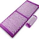 ProsourceFit Acupressure Mat and Pillow Set for Back/Neck Pain Relief and Muscle Relaxation (XL - Purpule/White)
