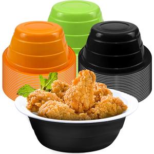 CIEOVO 60 Pcs Halloween Plastic Bowls Set, 23 oz Disposable Salad Bowls Plastic Serving Bowls Candy Snack Bowls Serving Bowls for Halloween Trick or Treat Party Picnics Birthday Party Supplies (Black)