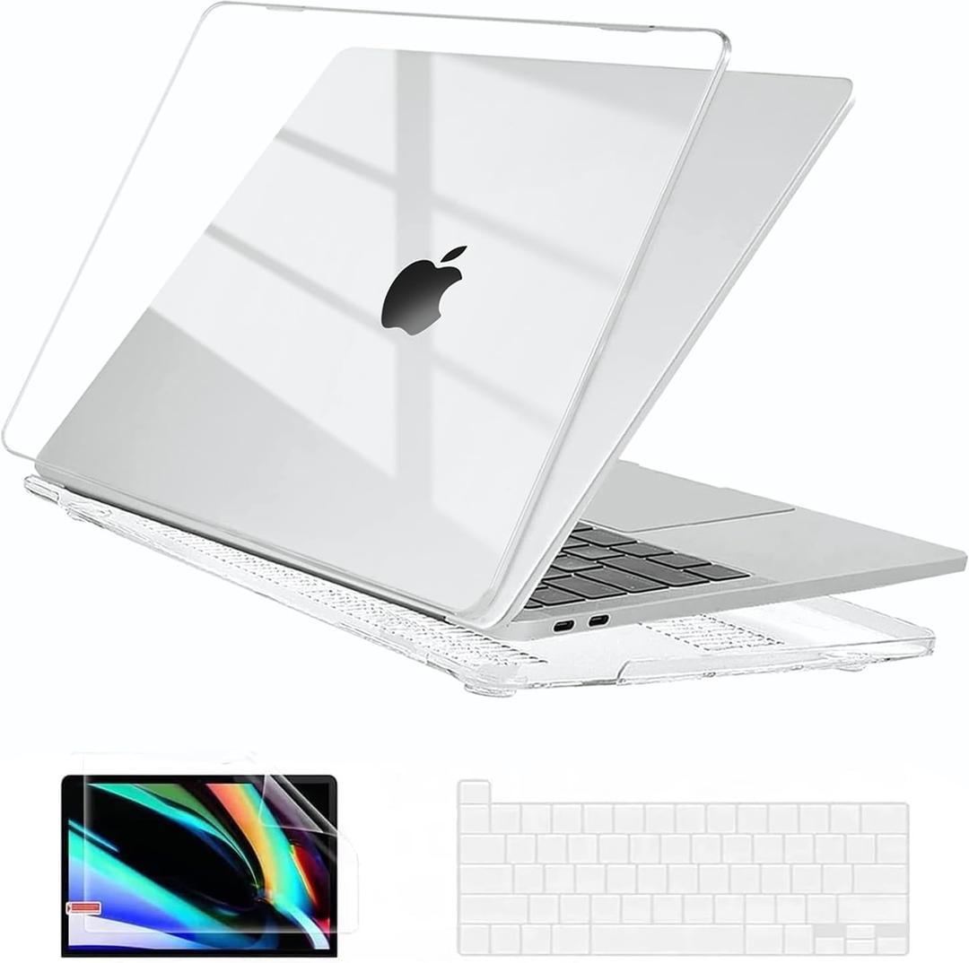 EooCoo Case Compatible with MacBook Pro 13 inch M2 2024 2023 2022-2016 Release M1 A2338 A2289 A2251 A2159 A1989 A1706 A1708 Protective Hard Case with Keyboard Cover, Screen Protector, Crystal Clear