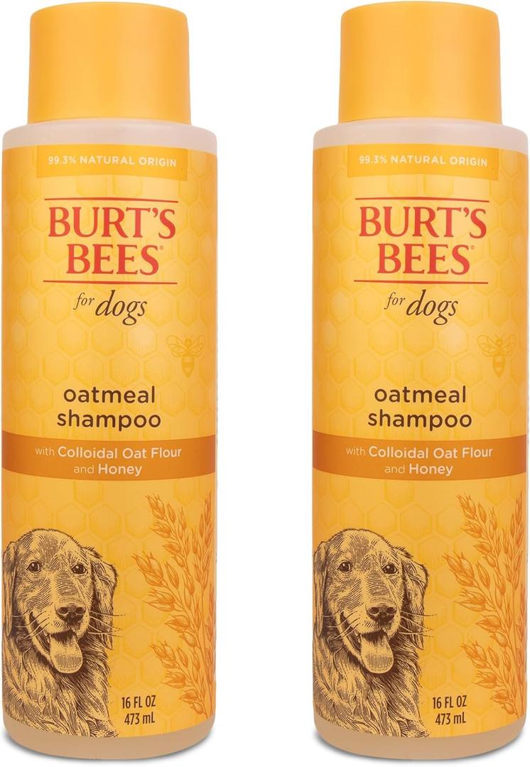 Burt's Bees for Pets Oatmeal Shampoo for Dogs with Colloidal Oat Flour and Honey - Skin Soothing Dog Oatmeal Shampoo, Dog Wash for Itchy Dry Skin, Essential Grooming Supplies, 16 Fl Oz - 2 Pack