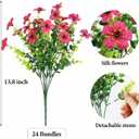 ATTGREAT Artificial Flowers Outdoors Faux Plants UV Resistant Fake Flowers Daisy Plastic Greenery Plnats Outside for Garden Planter Patio Porch Spring Summer Home Home Decor, 24 Bundles (Rose Red)