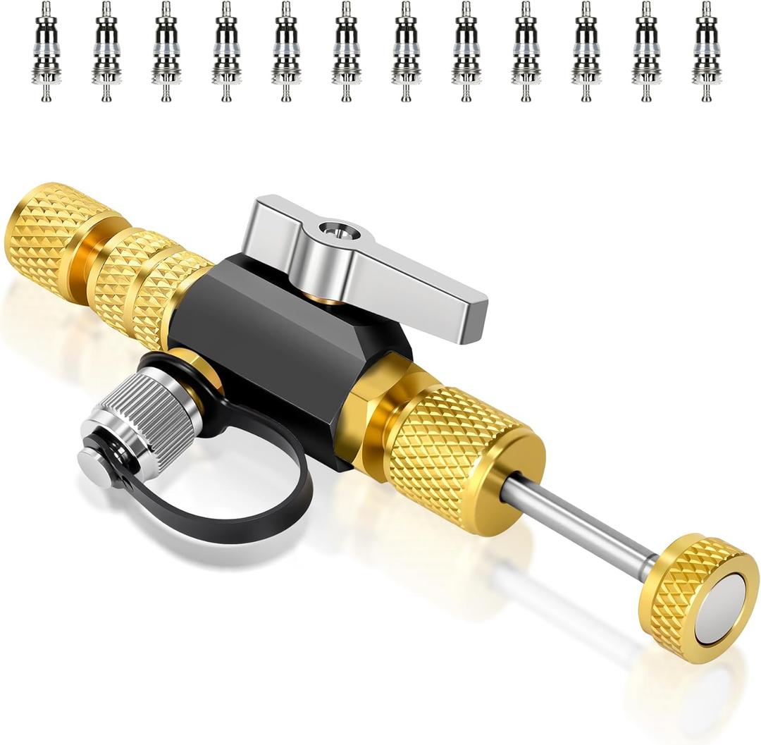 2026 Upgrade Vacuum-Rated Valve Core Removal Tool, 2 Sizes 1/4 and 5/16 in 1 Tool, For A2L Refrigerant, Mega Flow Vacuum-Rated Core Removal Tool,20 Microns Vacuum, Fast Recovery&Evacuation