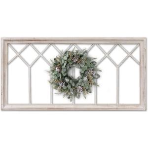 Sintosin Rustic Wood Window Frame Wall Decor 40 x 20 inches, Hanging Washable White Farmhouse Faux Windows Frames for Walls, Decorative Wall Art for Living Room Bedroom Hallway Christmas