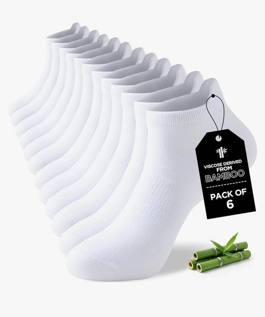 Niorasen Ankle Socks for Men, 6 Pairs Bamboo Rayon Breathable Sports Low Cut Thin, Multicolor Size M17