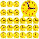 Batiyeer 24 Pcs Teaching Clock Kit for Kids to Tell Time Teaching Mini Geared Clock for Kids Basic Math Development Teacher and Classroom Supplies, 4 Inch(Yellow)