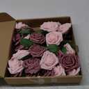 AmyHomie Artificial Flower Warm Taupe & Nude Rose 25pcs Real Looking Fake Roses w/Stem for DIY Wedding Bouquets Centerpieces Arrangements Party Baby Shower Home Decorations