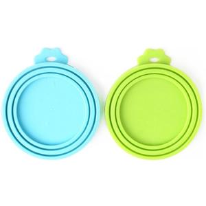Comtim Pet Food Can Cover Silicone Can Lids for Dog and Cat Food(Universal Size,One fit 3 Standard Size Food Cans),Blue and Green
