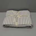 MooMee Striped Duvet Cover Set 100% Washed Cotton Linen Like Textured Breathable Durable Soft Comfy (Tannish Linen Grey White Classic Stripes, Twin 68"x90")