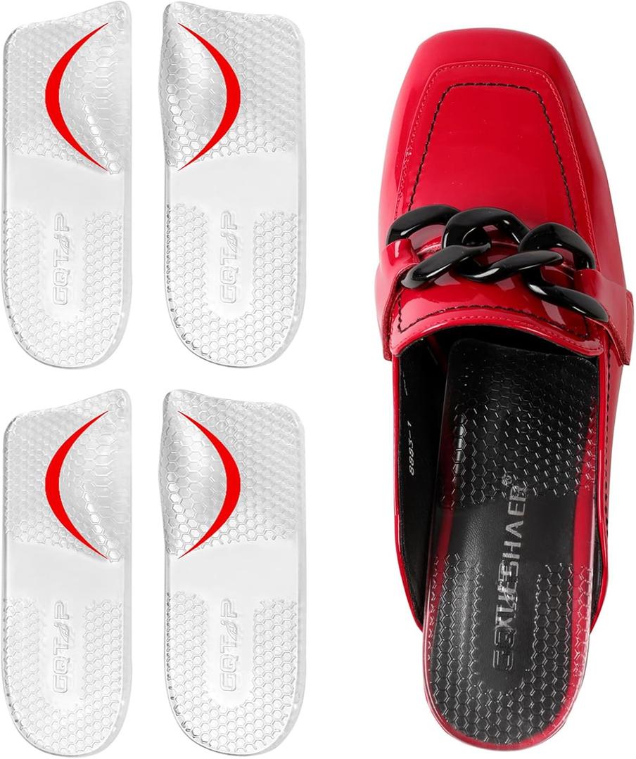 Arch Support Inserts Women for Flat Feet, Self-Adhesive Shoe Insoles for High & Low Arches, Non-Slip Cushion Pads for Flats Feet(Large, Arch Height: 0.47 in)