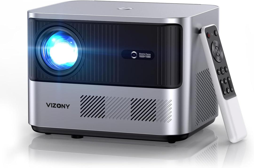 VIZONY FHD 1080P Projector 4K Support, 5G WiFi Bluetooth Projector, Outdoor Projector with Full-Sealed Engine/Electric Focus/4P4D/PPT/Zoom, Home Movie Projector Compatible w/iOS/Android/PC/TV