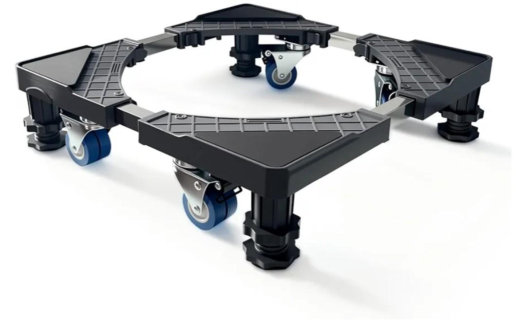 Adjustable Mini Fridge Stand with 4 Heavy-Duty Legs & 4 Locking Swivel Wheels - 16-27 Inch Universal Base for Refrigerators, Washing Machines & Dryers