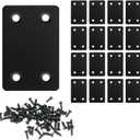 QSJ 16 Pack Black Flat Mending Plate 2.36x1.49'', Stainless Steel Bracket, Straight Metal Brace Bracket, Fixing Joining Plate for Wood Furniture Fastening & Fixing