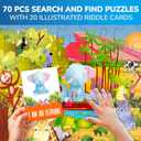 QUOKKA Search and Find Puzzles for Kids Ages 4-6 - Riddle Kids Puzzles 6-8 Years Old - 70 Unique Pcs - 20 Illustrated Guessing Cards - Engaging Children Themes - Africa Puzzle Gift for Toddlers 3-5