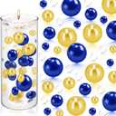 10000 Pcs Clear Vase Filler Beads and 150 Pcs Floating Pearls for Centerpieces Gold and Blue No Hole Floating Beads for Vases Home Weddings Centerpieces Table Party Decor