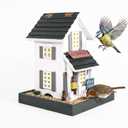 MEWANG Nature's Elegance Bird Feeder - Wooden Bird House, Exquisitely Crafted, Beautifully Decorative & Hang for Backyard Wildlife(White)