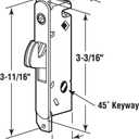 Prime-Line E 2014 Mortise Lock - Adjustable, Spring-Loaded Hook Latch Projection for Sliding Patio Doors Constructed of Wood, Aluminum and Vinyl, 3-11/16 In., 45 Keyway, Round Face (Single Pack)