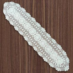 Phantomon Oval Lace Table Runner Doilies Floral Table Scarf Furniture Cloth Cover Handmade Crochet Placemats, 100% Cotton (Beige Oval, 12x48 Inch)
