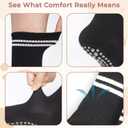 Pilates, Yoga Socks with Non Slip Grips for Women, Crew Grip Sock for Barre Shoes, Pilates Outfit Pack of 4 (Black)