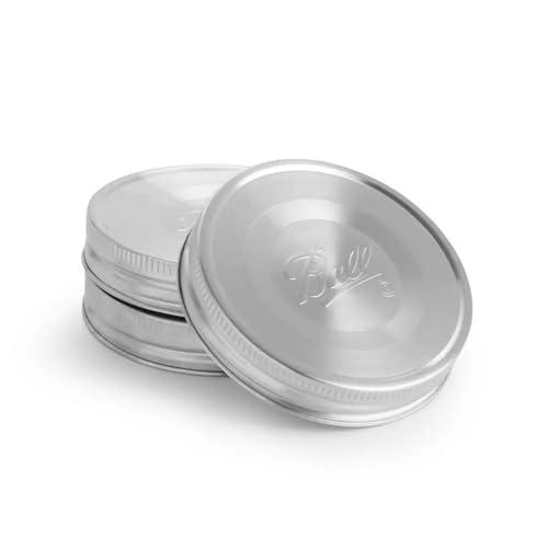 Ball Reusable Mason Jar Lids, Stainless Steel Storage Lids with Silicone Gaskets for an Airtight Seal, Regular Mouth, One Pack of 2, Silver 6 Counts