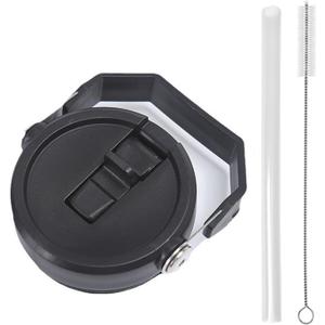 Replacement Tumbler Lid for Stanley IceFlow 20 oz 30 oz Flip Straw Lid with Reusable Straw,Cleaning Brush (Black, 20oz & 30oz)