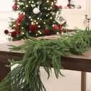 9FT 2PCS Christmas Garland Norfolk Pine Garland Real Touch Artificial Greenery Garland for Mantle Fireplace Table Indoor Outdoor Holiday Decortions (Dark Green)