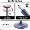Kidol & Shellder Bar Stools Set of 2 Round Adjustable Swivel Barstools Modern Backless Bar Chairs Wooden Seat Counter Height Stools Armless for Kitchen Island, Cafe, Dining Room Blue