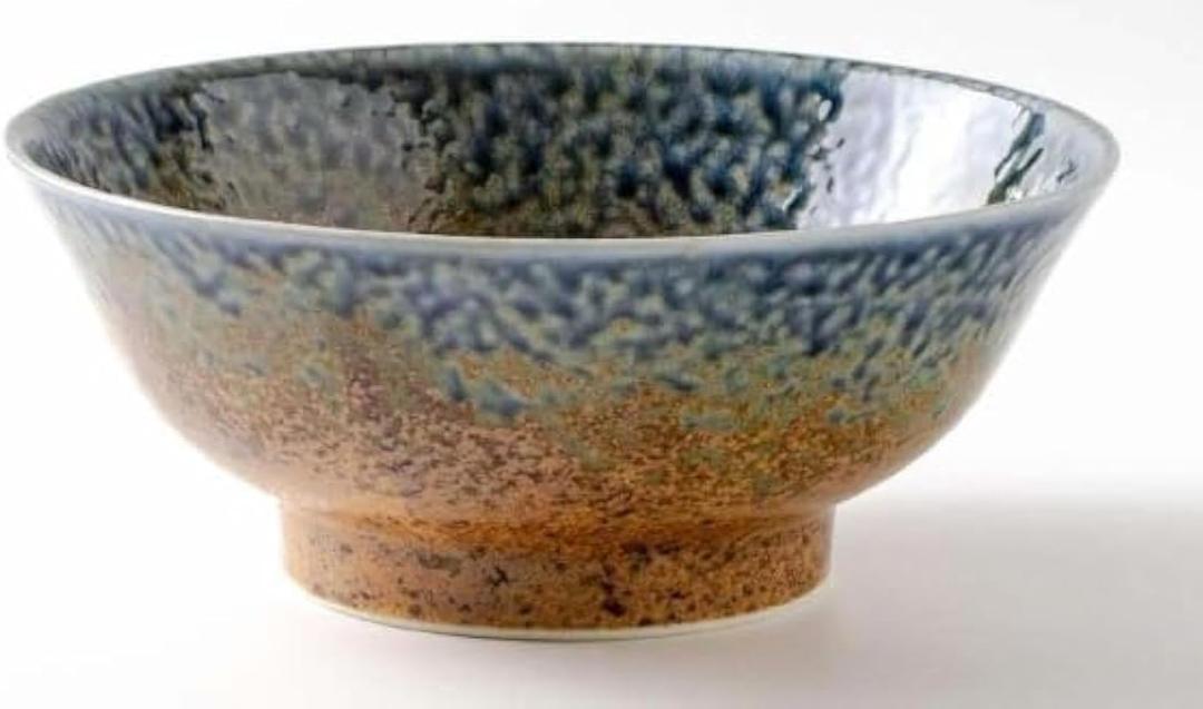 Japanese Mino Ware Ceramic Serving Bowl 8.35 Inches Diameter H3.23 Inches, 50 Fluid Ounces, Ramen Soup Noodle Multi-purpose bowl, Ai Nagashi KG859503(50)