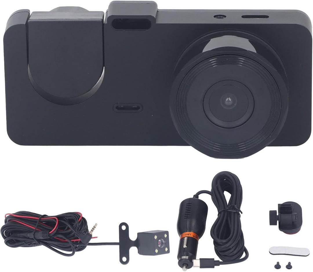 Car Dash Camera 1080P HD Night Vision IPS 3 Lens Recorder 24H Parking Mode for Safe Driving Monitoring