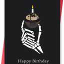 5 x Ziwen Rude Birthday Cupcake Card, Funny Gothic Day Gifts for Her Him, Happy Birthday Card for Men Women, Bday Cupcake Skeleton Gothic Card, Dirty Black Skeleton Birthday Day Gifts for Husband Wife 