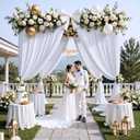 12ft x 10ft White Backdrop Curtains for Parties, Wrinkle Free 2 Panels Photo Backdrop Drapes Back Drop Cloth for Wedding Birthday Photography Background Decor