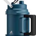 Half Gallon Water Jug for Men: 2-in-1 Straw Spout Lid, Dual Handle, Leakproof, Keep Cold 48H, 64 oz Insulated Water Bottle for Outdoors, Travel, Gym, Trip, Workout, Daily, Hydration, Picnic (Deepsea)