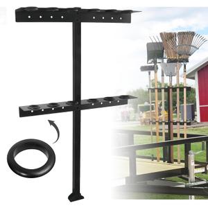 Trailer Tool Rack Shovel Holder - Shovel Rack for Trailer with 6 Tool Holes with Rubber Grommets, Classical Black