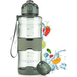 Sports BPA-Free Large Tritan Leakproof Plastic Water Bottle with Filter - 1.5 Liter Reusable Big Drink Bottle for Adults, Portable for Fitness, Outdoor, Camping, Hiking (green)