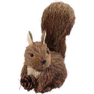 1pc Christmas Straw Squirrel Ornament Miniature Squirrel Figurine for Holiday Decor for Home Tabletop and Outdoor Decorations