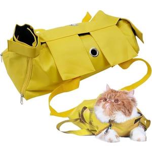 Cat Holder for Cutting Nails, Pet Cat's Restraint Bag for Claw Care Nail Trimming Anti-Scratching Grooming Bag for Cats Medical Examination, Cat Bag for Nail Trimming (Yellow)