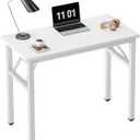Need 31.5 Inch Folding Computer Desk for Small Spaces, White Study Foldable Writing Table for Home Office, Bedroom, Dorm Room & Student, No Assembly
