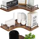 L-Shaped Corner Floating Shelves Set of 3,Rustic Wood Wall Mounted Storage Shelves,Display Shelf for Bathroom, Kitchen,Bedroom, Living Room, Office (Brown)