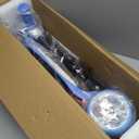 ELECOSMOS Safe Electric Scooter for Kids 4+, Balance for Beginner, Thumb Throttle, Flash Deck, Extra Wide Light Up Big Wheels, Adjustable Heights, 5 MPH Safe Speed (Blue)