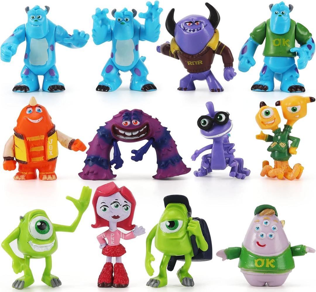12Pcs Monsters Cake Toppers Set, Figures Toys Cupcake Toppers for Cake Decorations Party Favor, 1-4 inches