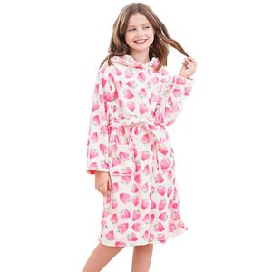 Doctor Unicorn Soft Hooded Rainbow Bathrobe Sleepwear for Girls, 14-16Y, Pink White Strawberry