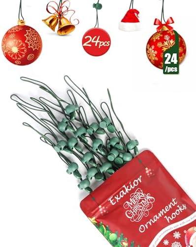 Exakior Ornament Hooks – Essential Christmas Tree Decorating Hangers Great Xmas Ornament Hooks for Hanging Christmas Decorations 35 PCS (Round-Upgraded-24pcs), Pack Of 3