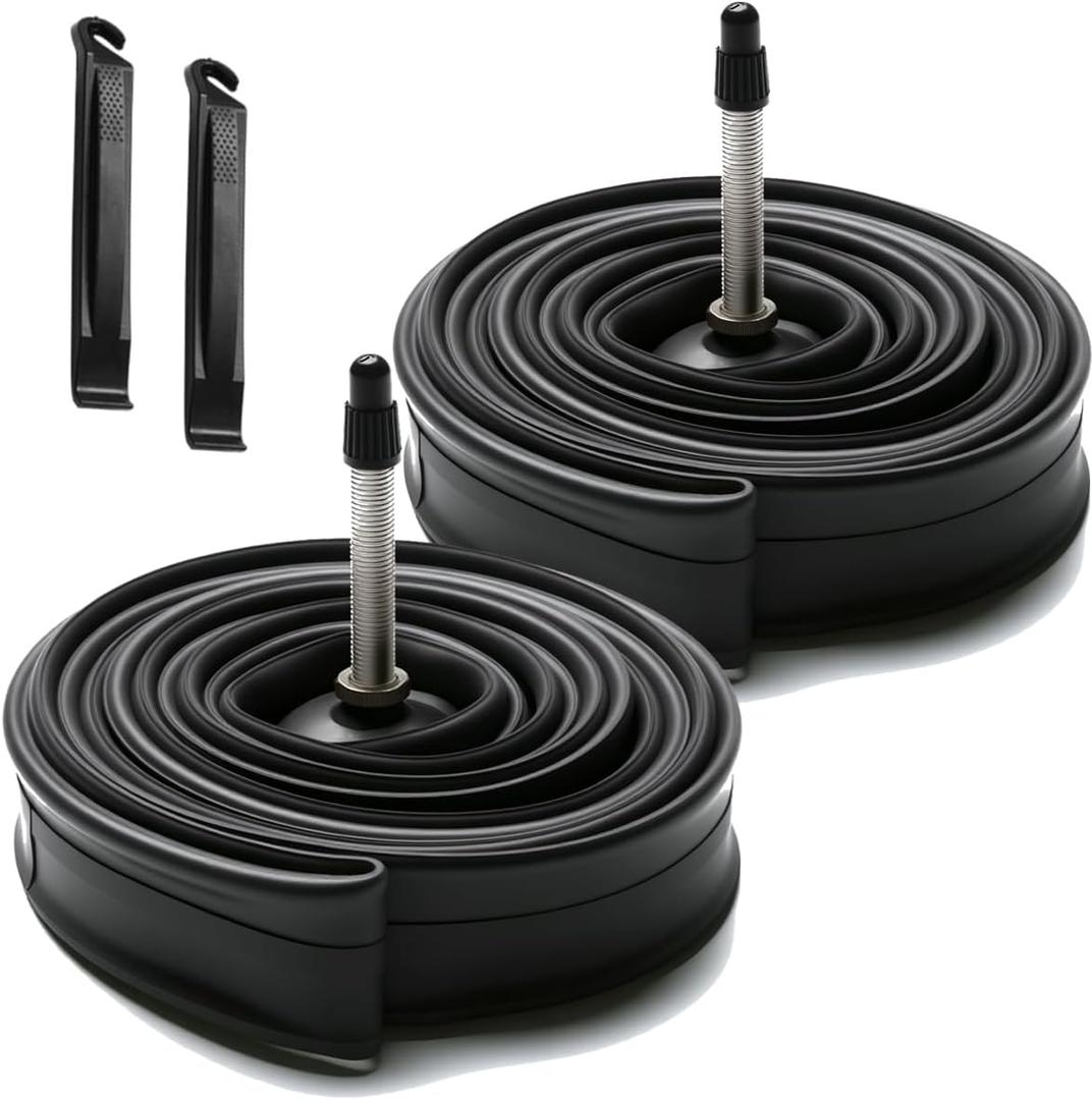 700x38c/700x40c Bike Tube FV48mm Presta Valve 2 Pack Road Bicycle Inner Tubes with 2 Tire Levers Premium Butyl Rubber Gravel Bike Tubes