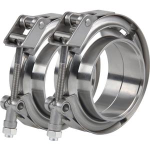 2.25 inch Quick Release V Band Clamp with Male Female Flanges 304 Stainless Steel, 2pcs 2.25"